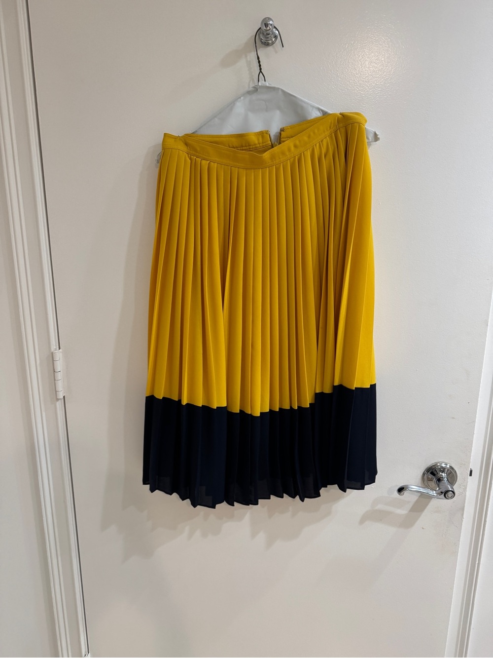 J. Crew Yellow and Black Pleated Midi Skirt